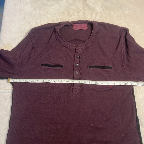 Cutter & Buck Distressed Henley Men’s Ribbed Knot Long Sleeve sz L Maroon - Picture 7 of 11
